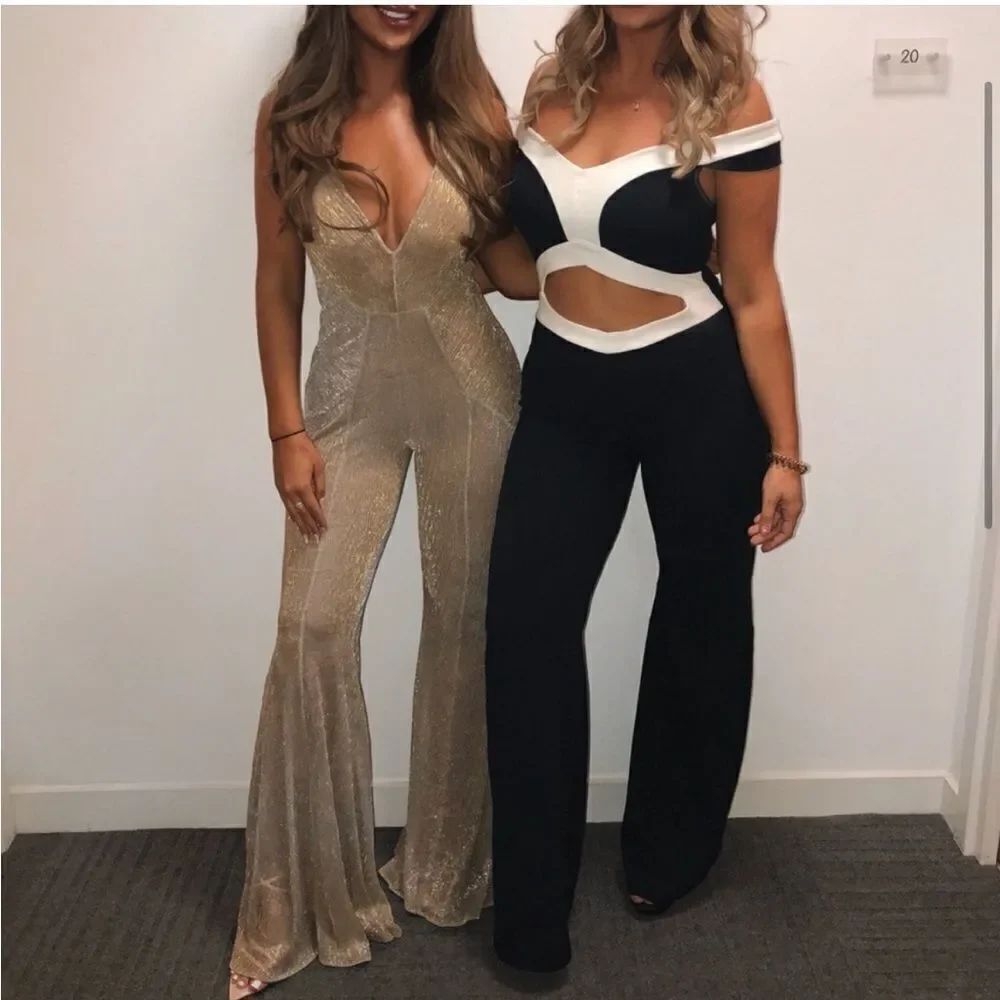 House of CB Fallon Gold Flare Jumpsuit - Picture 10 of 16